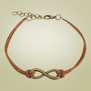 Brown and bronze infinity sign leather bracelet
